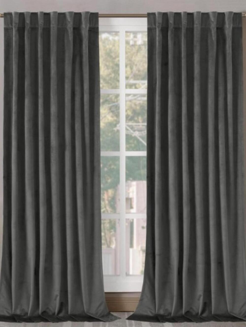 VELVET BLACKOUT CURTAIN PR-52X90-GRAY